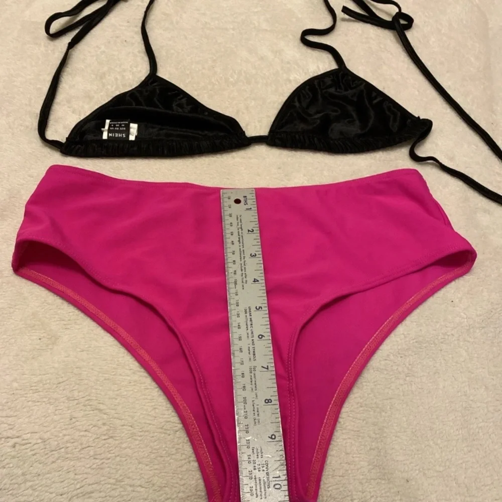 SHEIN Black and Hot Pink Bikini Set